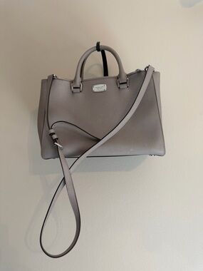 Michael Kors Gray Saffiano Satchel with Detachable Crossbody Strap